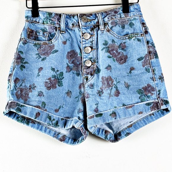 Urban Outfitters Super High Rise Foxy Floral Jean Shorts - Picture 1 of 7